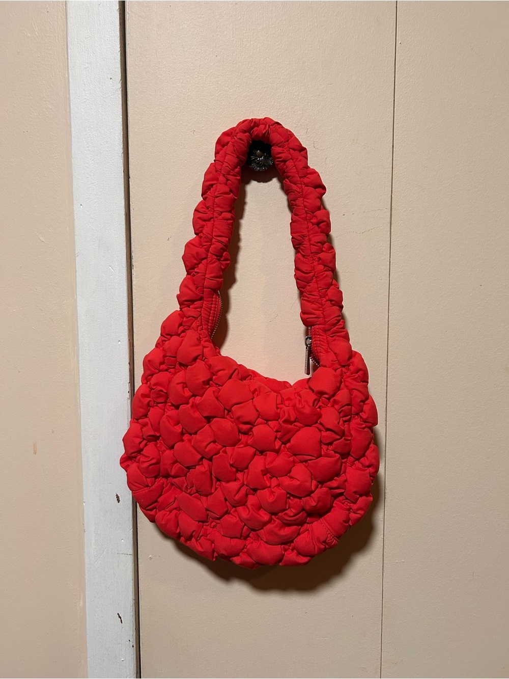 Aritzia Babaton Red Quilted Puffer Shoulder Bag